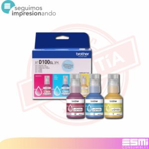 KIT 3 TINTAS TRICOLOR BROTHER BT-D100 C/M/Y